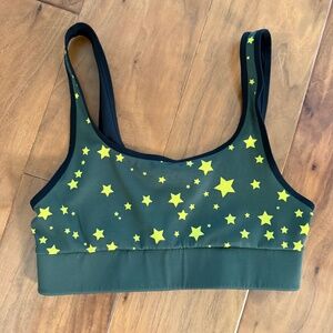 Brand New ULTRACOR Green with Yellow Stars Sports Bra S.